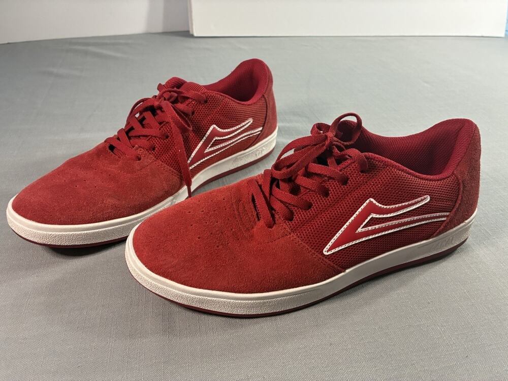 Lakai Brighton Skate Shoes Men's 9.5 Red Suede Low Top Sneakers